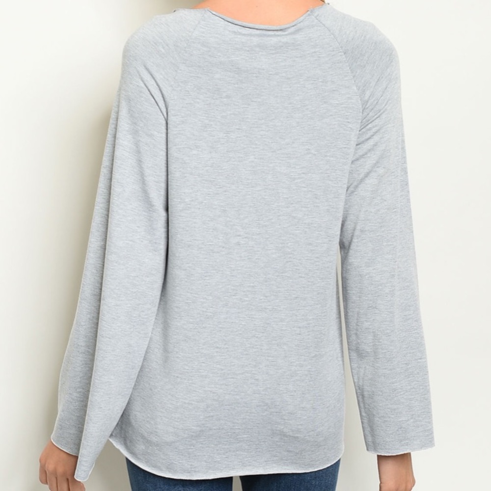Grey, Long Sleeve ‘California’ Pullover Top - Picture 8 of 8